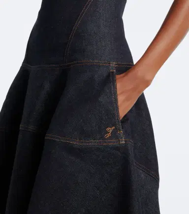 Jacquemus Pina de-Nîmes gathered denim midi dress | Thumbnail 3 Jacquemus Pina de-Nîmes gathered denim midi dress | Thumbnail 3