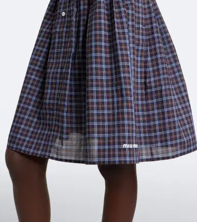 Miu Miu Checked cotton poplin miniskirt | Thumbnail 3 Miu Miu Checked cotton poplin miniskirt | Thumbnail 3