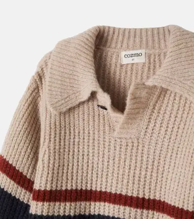 Cozmo Striped polo sweater | Thumbnail 3 Cozmo Striped polo sweater | Thumbnail 3