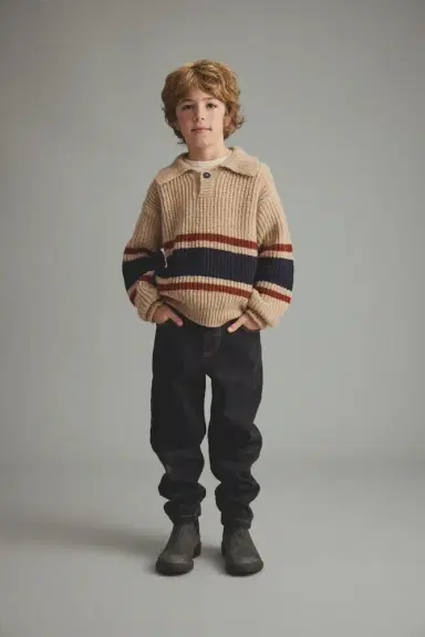 Cozmo Striped polo sweater | Thumbnail 4 Cozmo Striped polo sweater | Thumbnail 4
