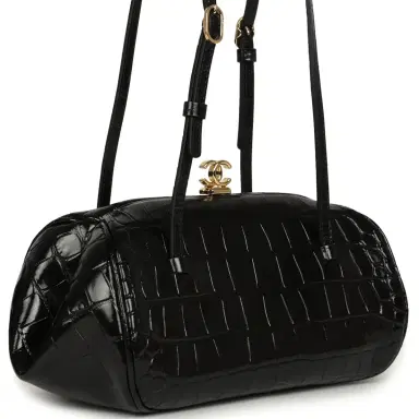 Chanel Chanel Clutch Bag with Leather Straps Black Croc Embossed Calfskin Gold Hardware | Thumbnail 2 Chanel Chanel Clutch Bag with Leather Straps Black Croc Embossed Calfskin Gold Hardware | Thumbnail 2