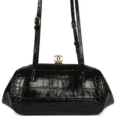 Chanel Chanel Clutch Bag with Leather Straps Black Croc Embossed Calfskin Gold Hardware | Thumbnail 4 Chanel Chanel Clutch Bag with Leather Straps Black Croc Embossed Calfskin Gold Hardware | Thumbnail 4