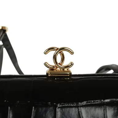 Chanel Chanel Clutch Bag with Leather Straps Black Croc Embossed Calfskin Gold Hardware | Thumbnail 8 Chanel Chanel Clutch Bag with Leather Straps Black Croc Embossed Calfskin Gold Hardware | Thumbnail 8