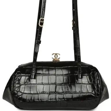 Chanel Chanel Clutch Bag with Leather Straps Black Croc Embossed Calfskin Gold Hardware | Thumbnail 1 Chanel Chanel Clutch Bag with Leather Straps Black Croc Embossed Calfskin Gold Hardware | Thumbnail 1