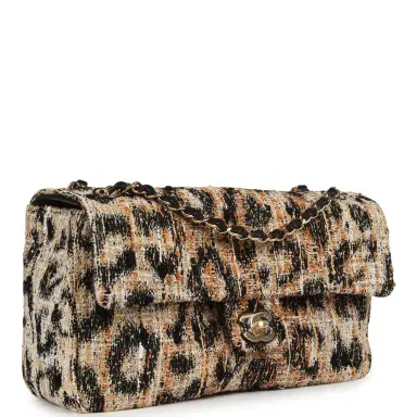 Chanel Chanel Maxi Leopard Print "Souplissimo" Small Flap Bag Brown, Black, White Tweed, Mixed Fibers Gold Hardware | Thumbnail 2 Chanel Chanel Maxi Leopard Print "Souplissimo" Small Flap Bag Brown, Black, White Tweed, Mixed Fibers Gold Hardware | Thumbnail 2