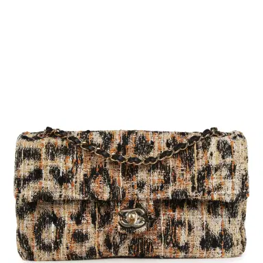 Chanel Chanel Maxi Leopard Print "Souplissimo" Small Flap Bag Brown, Black, White Tweed, Mixed Fibers Gold Hardware | Thumbnail 1 Chanel Chanel Maxi Leopard Print "Souplissimo" Small Flap Bag Brown, Black, White Tweed, Mixed Fibers Gold Hardware | Thumbnail 1