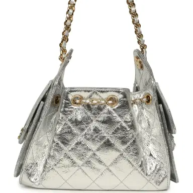 Chanel Chanel Mini 25 Hobo Bag Metallic Silver Caviar Gold Hardware | Thumbnail 5 Chanel Chanel Mini 25 Hobo Bag Metallic Silver Caviar Gold Hardware | Thumbnail 5