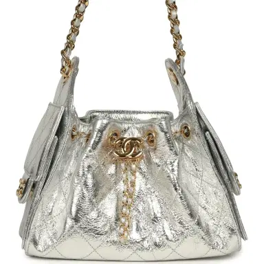 Chanel Chanel Mini 25 Hobo Bag Metallic Silver Caviar Gold Hardware | Thumbnail 1 Chanel Chanel Mini 25 Hobo Bag Metallic Silver Caviar Gold Hardware | Thumbnail 1