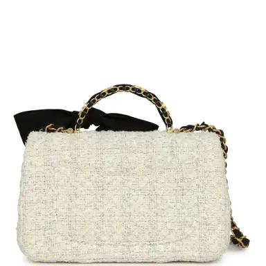 Chanel Chanel Mini CC Rectangular Flap Bag with Top Handle White Tweed Brushed Gold Hardware | Thumbnail 4 Chanel Chanel Mini CC Rectangular Flap Bag with Top Handle White Tweed Brushed Gold Hardware | Thumbnail 4