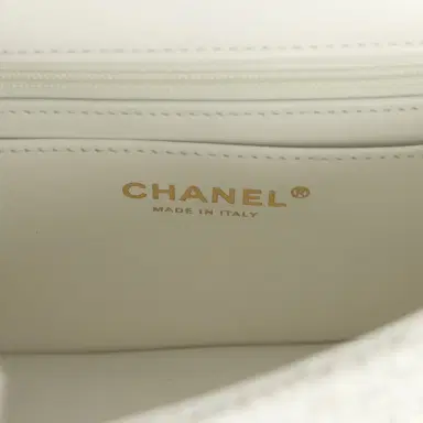 Chanel Chanel Mini CC Rectangular Flap Bag with Top Handle White Tweed Brushed Gold Hardware | Thumbnail 9 Chanel Chanel Mini CC Rectangular Flap Bag with Top Handle White Tweed Brushed Gold Hardware | Thumbnail 9