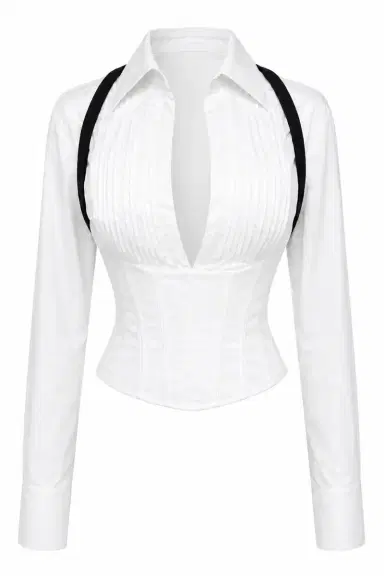 LaQuan Smith Blouse with Keyhole Detail | Thumbnail 1 LaQuan Smith Blouse with Keyhole Detail | Thumbnail 1