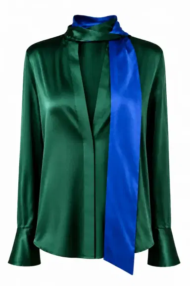 LaQuan Smith Long Sleeve Blouse with Keyhole Detail | Thumbnail 1 LaQuan Smith Long Sleeve Blouse with Keyhole Detail | Thumbnail 1