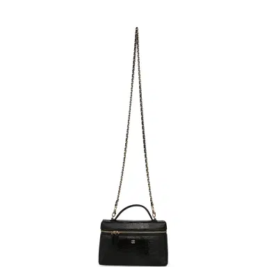 Chanel Chanel Top Handle Long Vanity Case with Chain Black Lizard Embossed Calfskin Gold Hardware | Thumbnail 7 Chanel Chanel Top Handle Long Vanity Case with Chain Black Lizard Embossed Calfskin Gold Hardware | Thumbnail 7