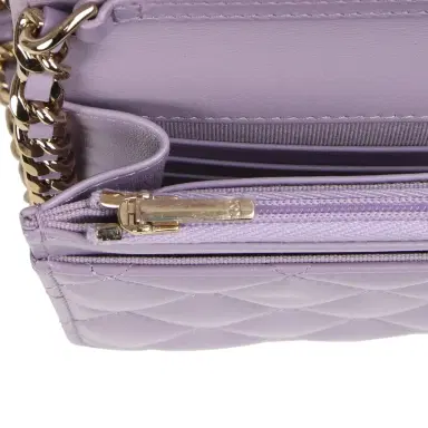 Chanel Chanel Wallet On Chain WOC Light Purple Shiny Lambskin Light Gold Hardware | Thumbnail 11 Chanel Chanel Wallet On Chain WOC Light Purple Shiny Lambskin Light Gold Hardware | Thumbnail 11
