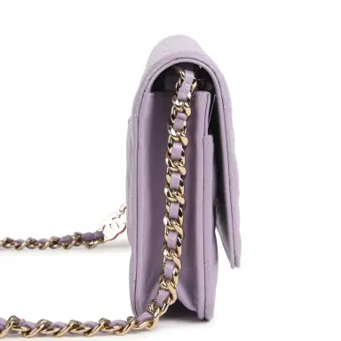 Chanel Chanel Wallet On Chain WOC Light Purple Shiny Lambskin Light Gold Hardware | Thumbnail 3 Chanel Chanel Wallet On Chain WOC Light Purple Shiny Lambskin Light Gold Hardware | Thumbnail 3