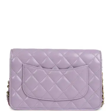 Chanel Chanel Wallet On Chain WOC Light Purple Shiny Lambskin Light Gold Hardware | Thumbnail 4 Chanel Chanel Wallet On Chain WOC Light Purple Shiny Lambskin Light Gold Hardware | Thumbnail 4