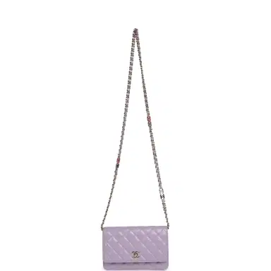 Chanel Chanel Wallet On Chain WOC Light Purple Shiny Lambskin Light Gold Hardware | Thumbnail 7 Chanel Chanel Wallet On Chain WOC Light Purple Shiny Lambskin Light Gold Hardware | Thumbnail 7
