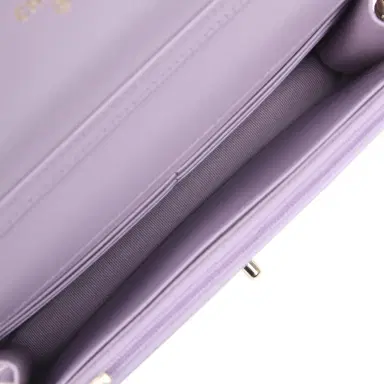 Chanel Chanel Wallet On Chain WOC Light Purple Shiny Lambskin Light Gold Hardware | Thumbnail 8 Chanel Chanel Wallet On Chain WOC Light Purple Shiny Lambskin Light Gold Hardware | Thumbnail 8