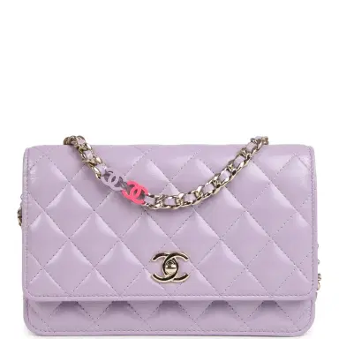 Chanel Chanel Wallet On Chain WOC Light Purple Shiny Lambskin Light Gold Hardware | Thumbnail 1 Chanel Chanel Wallet On Chain WOC Light Purple Shiny Lambskin Light Gold Hardware | Thumbnail 1