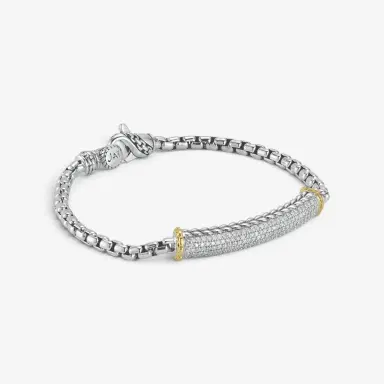 JAI JAI Sterling Silver & 14K Yellow Gold Pave Diamond Box Chain Bracelet JJH6009BG - M by The Solist | Thumbnail 3 JAI JAI Sterling Silver & 14K Yellow Gold Pave Diamond Box Chain Bracelet JJH6009BG - M by The Solist | Thumbnail 3