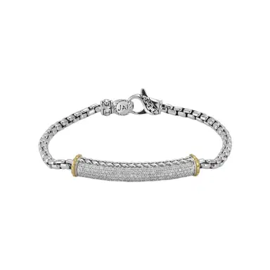 JAI JAI Sterling Silver & 14K Yellow Gold Pave Diamond Box Chain Bracelet JJH6009BG - M by The Solist | Thumbnail 1 JAI JAI Sterling Silver & 14K Yellow Gold Pave Diamond Box Chain Bracelet JJH6009BG - M by The Solist | Thumbnail 1