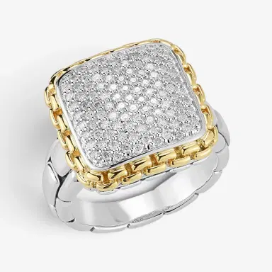 JAI JAI Sterling Silver & 14K Yellow Gold Pave Diamond Cushion Ring JJH6011RG-DI - by The Solist | Thumbnail 2 JAI JAI Sterling Silver & 14K Yellow Gold Pave Diamond Cushion Ring JJH6011RG-DI - by The Solist | Thumbnail 2