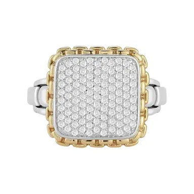 JAI JAI Sterling Silver & 14K Yellow Gold Pave Diamond Cushion Ring JJH6011RG-DI - by The Solist | Thumbnail 1 JAI JAI Sterling Silver & 14K Yellow Gold Pave Diamond Cushion Ring JJH6011RG-DI - by The Solist | Thumbnail 1