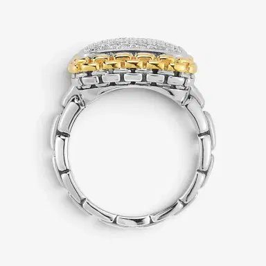 JAI JAI Sterling Silver & 14K Yellow Gold Pave Diamond Cushion Ring JJH6011RG-DI - by The Solist | Thumbnail 3 JAI JAI Sterling Silver & 14K Yellow Gold Pave Diamond Cushion Ring JJH6011RG-DI - by The Solist | Thumbnail 3