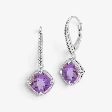 JAI JAI Sterling Silver Diamond & Amethyst Lever Back Drop Earrings by The Solist | Thumbnail 2 JAI JAI Sterling Silver Diamond & Amethyst Lever Back Drop Earrings by The Solist | Thumbnail 2