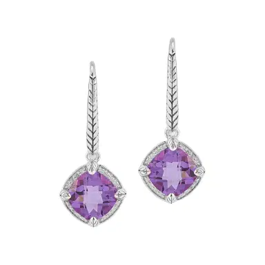 JAI JAI Sterling Silver Diamond & Amethyst Lever Back Drop Earrings by The Solist | Thumbnail 1 JAI JAI Sterling Silver Diamond & Amethyst Lever Back Drop Earrings by The Solist | Thumbnail 1