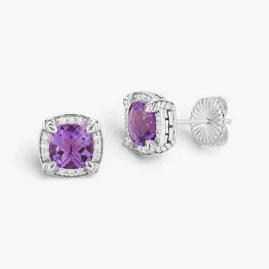 JAI JAI Sterling Silver Diamond & Amethyst Square Stud Earrings by The Solist | Thumbnail 2 JAI JAI Sterling Silver Diamond & Amethyst Square Stud Earrings by The Solist | Thumbnail 2
