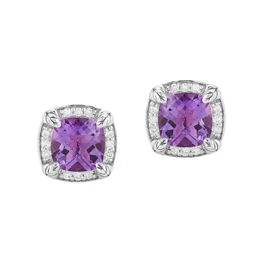 JAI JAI Sterling Silver Diamond & Amethyst Square Stud Earrings by The Solist | Thumbnail 1 JAI JAI Sterling Silver Diamond & Amethyst Square Stud Earrings by The Solist | Thumbnail 1