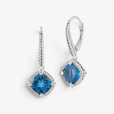 JAI JAI Sterling Silver Diamond & London Blue Topaz Lever Back Drop Earrings by The Solist | Thumbnail 2 JAI JAI Sterling Silver Diamond & London Blue Topaz Lever Back Drop Earrings by The Solist | Thumbnail 2