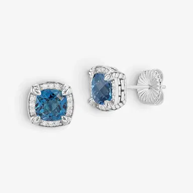 JAI JAI Sterling Silver Diamond & London Blue Topaz Square Stud Earrings by The Solist | Thumbnail 2 JAI JAI Sterling Silver Diamond & London Blue Topaz Square Stud Earrings by The Solist | Thumbnail 2