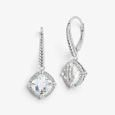JAI JAI Sterling Silver Diamond & White Topaz Lever Back Drop Earrings by The Solist | Thumbnail 2 JAI JAI Sterling Silver Diamond & White Topaz Lever Back Drop Earrings by The Solist | Thumbnail 2