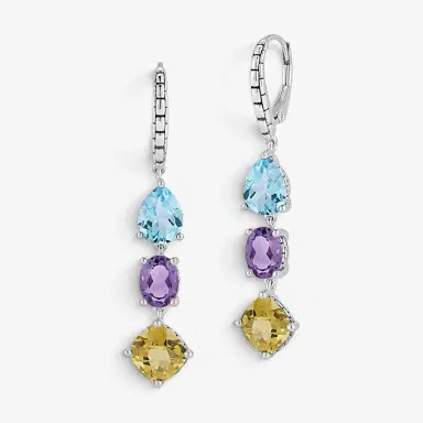 JAI JAI Sterling Silver Multi-Gemstone Dangle Earrings by The Solist | Thumbnail 2 JAI JAI Sterling Silver Multi-Gemstone Dangle Earrings by The Solist | Thumbnail 2