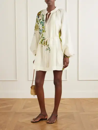 ALÉMAIS Phyllis Flower-print Ramie Mini Dress | Thumbnail 2 ALÉMAIS Phyllis Flower-print Ramie Mini Dress | Thumbnail 2