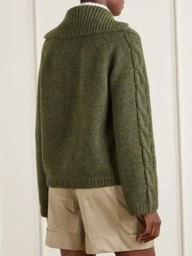 Moncler Logo-appliqué Cable Wool-blend Cardigan | Thumbnail 4 Moncler Logo-appliqué Cable Wool-blend Cardigan | Thumbnail 4