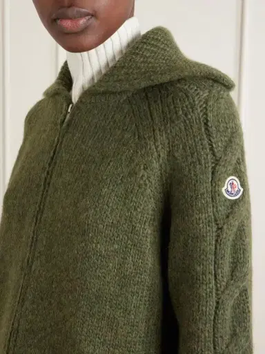 Moncler Logo-appliqué Cable Wool-blend Cardigan | Thumbnail 5 Moncler Logo-appliqué Cable Wool-blend Cardigan | Thumbnail 5