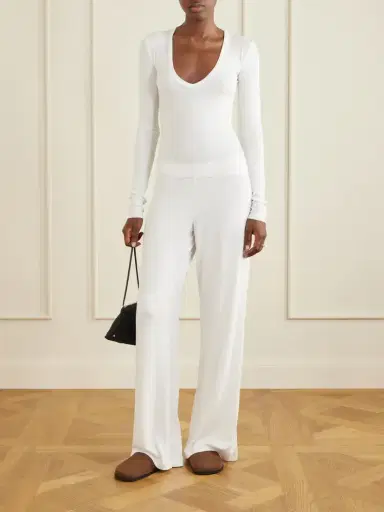 ÉTERNE Easy Lounge Ribbed-knit Jersey Wide-leg Pants | Thumbnail 2 ÉTERNE Easy Lounge Ribbed-knit Jersey Wide-leg Pants | Thumbnail 2