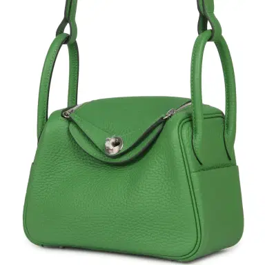 HERMÈS Hermes Mini Lindy II Vert Yucca Clemence Palladium Hardware | Thumbnail 5 HERMÈS Hermes Mini Lindy II Vert Yucca Clemence Palladium Hardware | Thumbnail 5