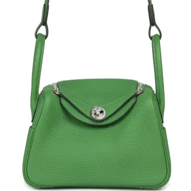 HERMÈS Hermes Mini Lindy II Vert Yucca Clemence Palladium Hardware | Thumbnail 1 HERMÈS Hermes Mini Lindy II Vert Yucca Clemence Palladium Hardware | Thumbnail 1