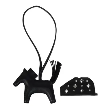 HERMÈS Hermes Rodeo Rock Bag Charm PM Black Milo Lambskin Palladium Hardware | Thumbnail 4 HERMÈS Hermes Rodeo Rock Bag Charm PM Black Milo Lambskin Palladium Hardware | Thumbnail 4