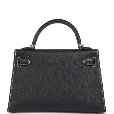 HERMÈS Hermes Special Order (HSS) Kelly Sellier 20 Black Verso Epsom Palladium Hardware | Thumbnail 4 HERMÈS Hermes Special Order (HSS) Kelly Sellier 20 Black Verso Epsom Palladium Hardware | Thumbnail 4