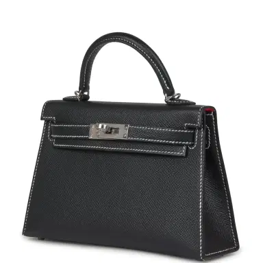 HERMÈS Hermes Special Order (HSS) Kelly Sellier 20 Black Verso Epsom Palladium Hardware | Thumbnail 5 HERMÈS Hermes Special Order (HSS) Kelly Sellier 20 Black Verso Epsom Palladium Hardware | Thumbnail 5
