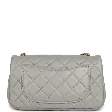 Chanel Pre-owned Chanel Mini Pearl Crush Rectangular Flap Bag Grey Lambskin Brushed Gold Hardware | Thumbnail 4 Chanel Pre-owned Chanel Mini Pearl Crush Rectangular Flap Bag Grey Lambskin Brushed Gold Hardware | Thumbnail 4