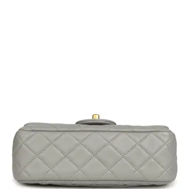 Chanel Pre-owned Chanel Mini Pearl Crush Rectangular Flap Bag Grey Lambskin Brushed Gold Hardware | Thumbnail 6 Chanel Pre-owned Chanel Mini Pearl Crush Rectangular Flap Bag Grey Lambskin Brushed Gold Hardware | Thumbnail 6