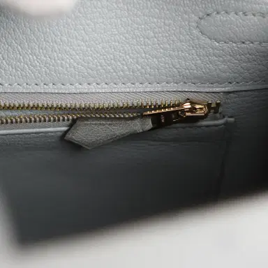 HERMÈS Pre-owned Hermes Birkin 25 Bleu Glacier Ostrich Gold Hardware | Thumbnail 8 HERMÈS Pre-owned Hermes Birkin 25 Bleu Glacier Ostrich Gold Hardware | Thumbnail 8