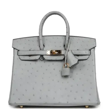 HERMÈS Pre-owned Hermes Birkin 25 Bleu Glacier Ostrich Gold Hardware | Thumbnail 1 HERMÈS Pre-owned Hermes Birkin 25 Bleu Glacier Ostrich Gold Hardware | Thumbnail 1