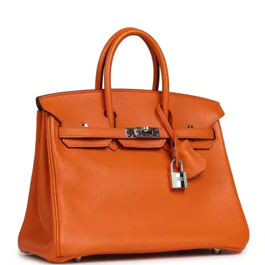 HERMÈS Pre-owned Hermes Birkin 25 Orange Swift Palladium Hardware | Thumbnail 2 HERMÈS Pre-owned Hermes Birkin 25 Orange Swift Palladium Hardware | Thumbnail 2